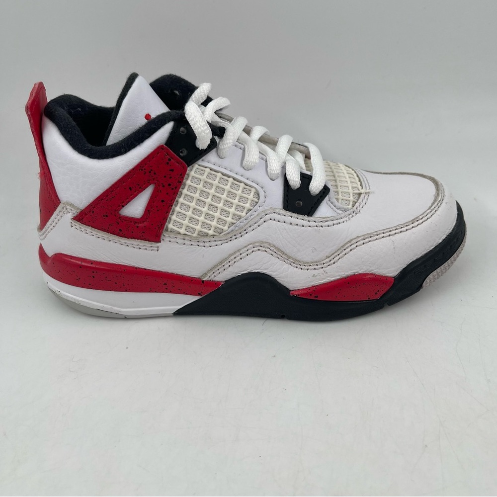 EUC Nike Kids Jordan 4 Retro Red Cement White Red Athletic Shoes - Size 12 Child
